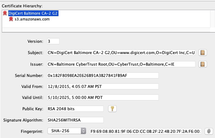 Figure 3: Digicert root certificate